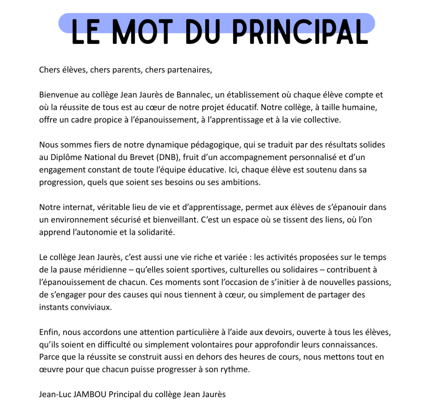 Le mot du principal(1)
